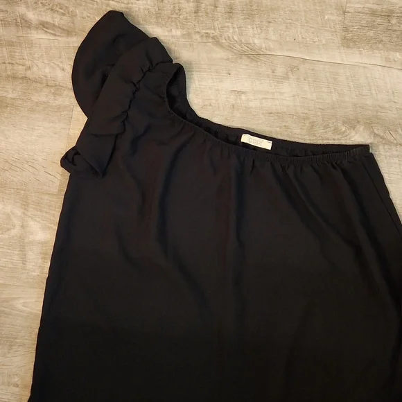 ODDY Black ONE SHOULDER TOP - Picture 2 of 9